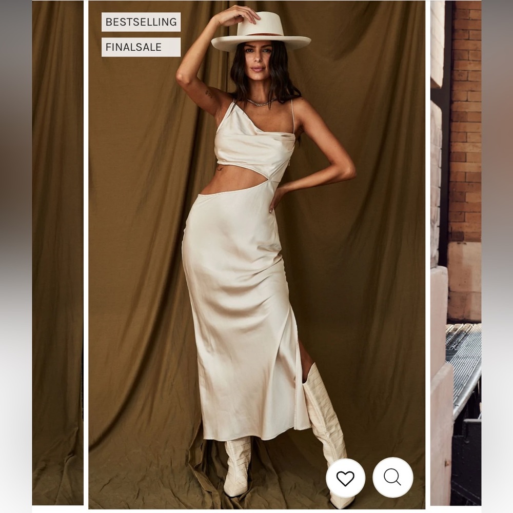 12th Tribe - Biltmore Champagne Satin Midi Dress